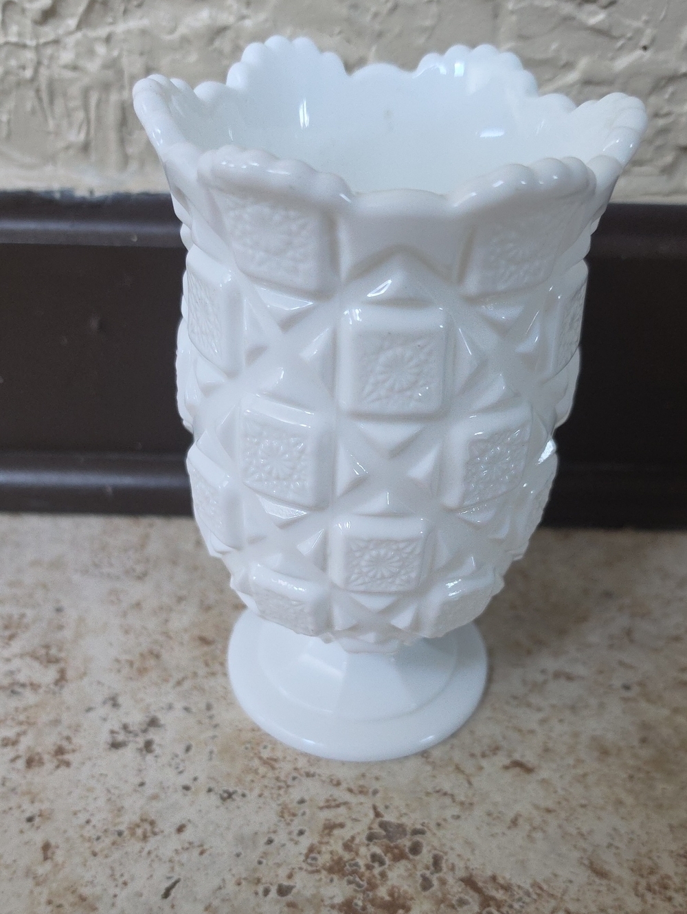 White Decorative Milk Glass Pedestal Vase